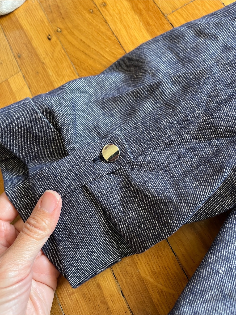 Zara linen blend denim chambray oversized blazer jacket strong shoulder XL blue - Picture 3 of 11